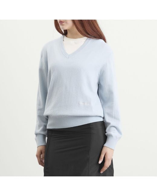 DUNST Blue Soft V-Neck Sweater