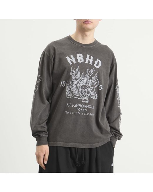 Neighborhood Gray Ls-14 Souvenir Long Sleeve T-Shirt for men