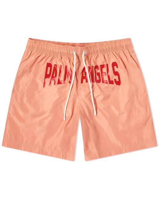 Palm Angels Red Pa City Swim Shorts for men