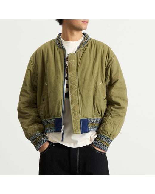 STORY mfg. Story Mfg Seed Printed Wonky-Wear Bomber in Blue for