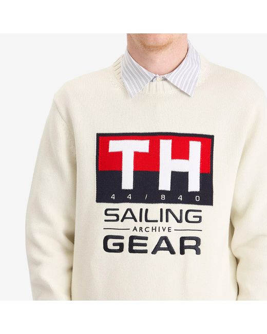Tommy Hilfiger White Gi Sailing Crewneck Knit Sweater for men