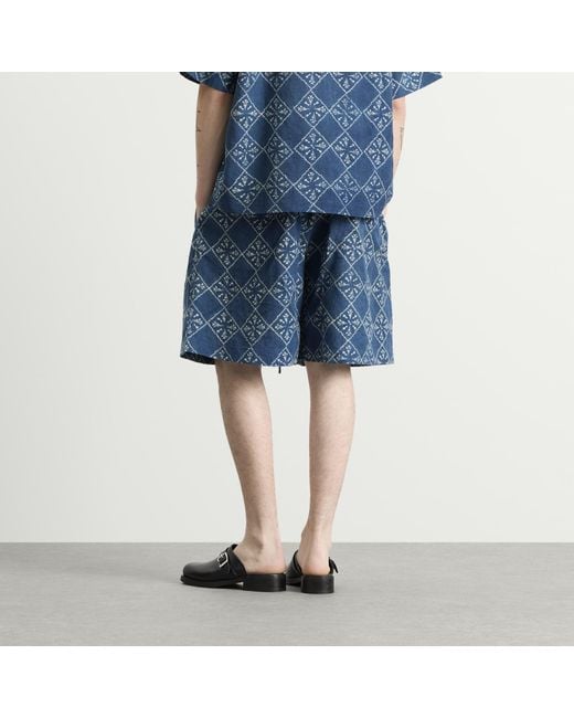 STORY mfg. Blue Hand Block Printed Bridge Shorts for men