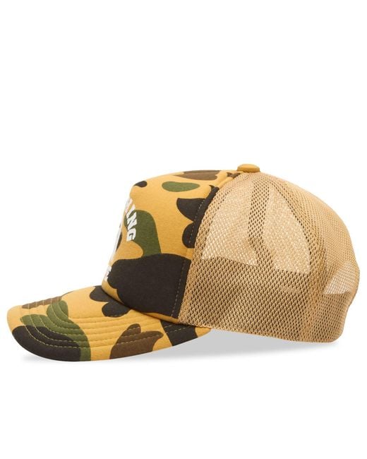 A Bathing Ape Yellow 1St Camo College Mesh Cap for men