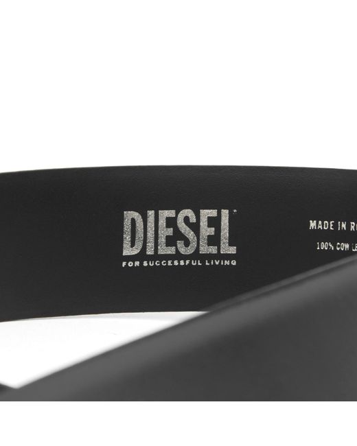 DIESEL Black Logo Buckle Leather Belt for men