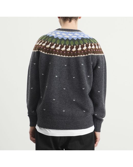 Unlikely Dry Goods Black Fair Isle Duck Knit Sweater for men