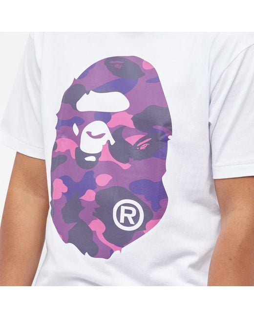A Bathing Ape Purple Colour Camo Big Ape Head T-shirt for men