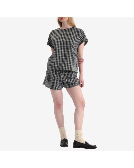 A.P.C. Black Malorie Check Short Sleeve Top