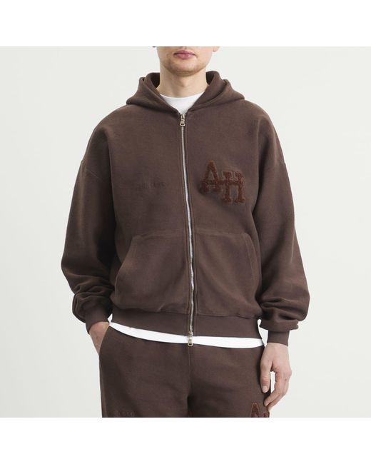 Annie Hood Brown Inside Out College Zip Hoodie for men