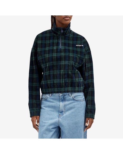 adidas Tartan Half Zip in Blue | Lyst UK
