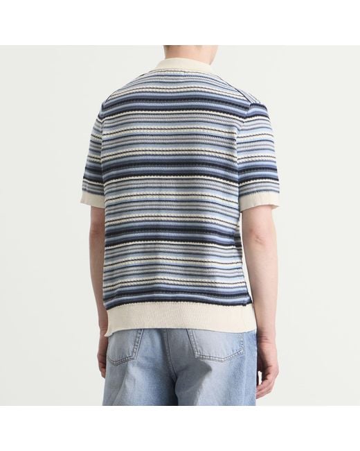 NN07 Blue Nolan Stripe Polo Cardigan for men