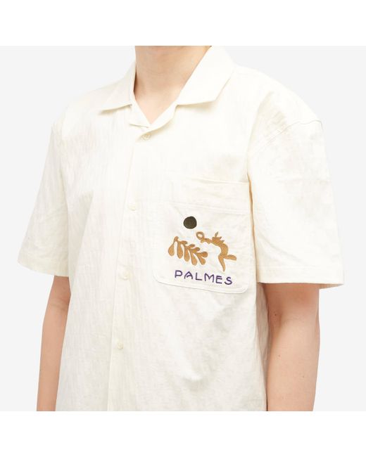 Palmes White Garden Short Sleeve Shirt for men