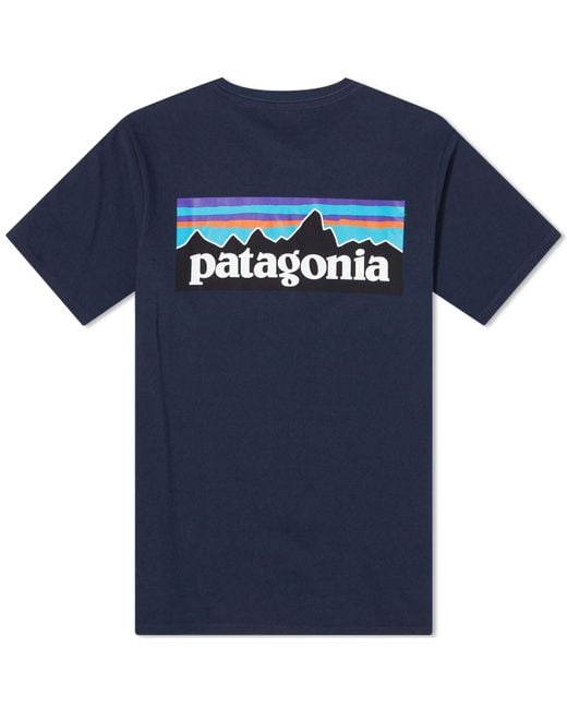 Patagonia Blue P-6 Logo Responsibili-Tee for men