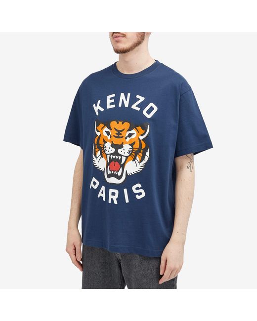 KENZO Blue Lucky Tiger Oversized T-Shirt for men