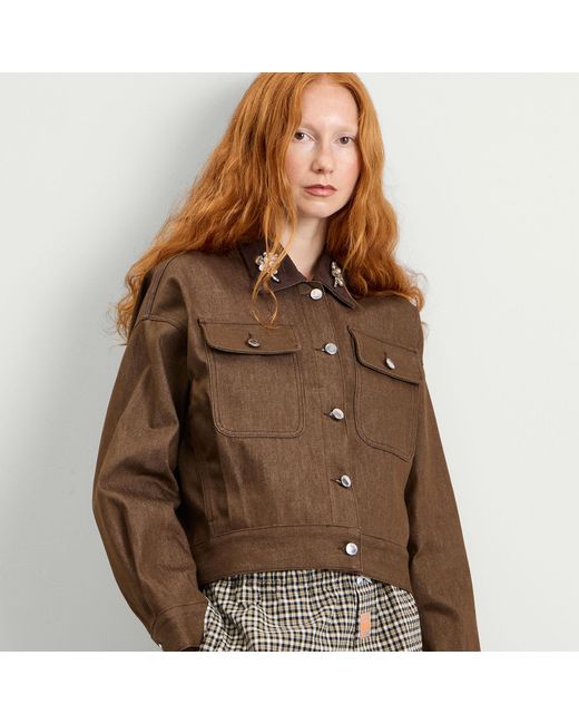 Simone Rocha Brown Cropped Utility Pocket Workwear Jacket