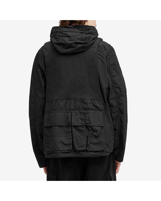 C P Company Black Flatt Nylon Reversible Hooded Jacket for men