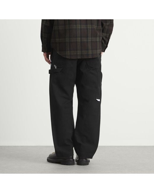 (w)taps Black Cotton Canvas Carpenter Trousers for men