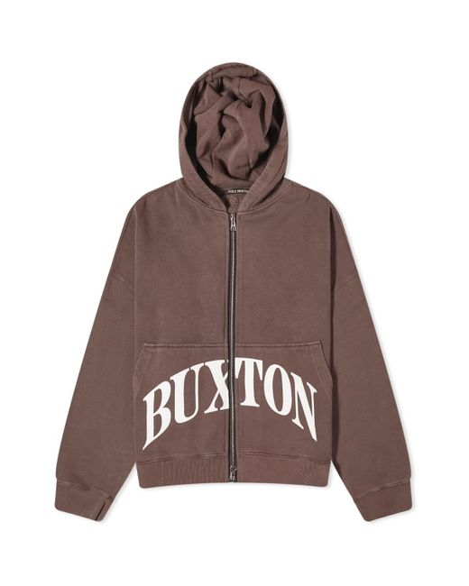 Cole Buxton Brown Cropped Logo Zip Hoodie for men