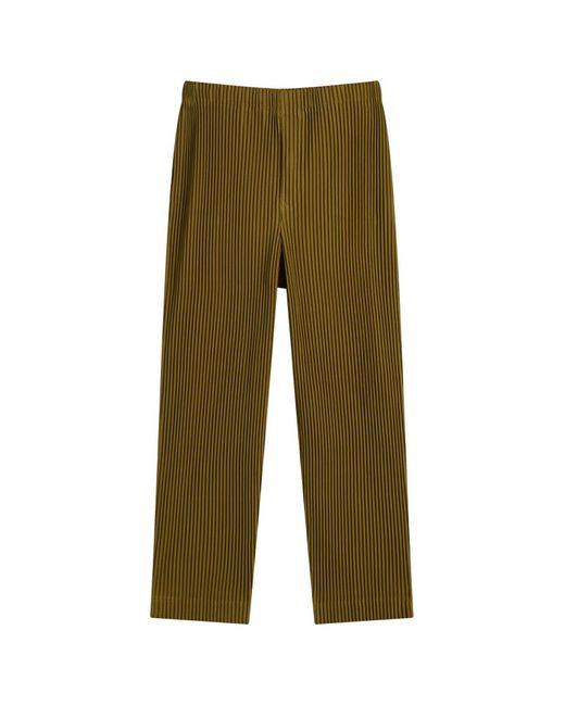 Homme Plissé Issey Miyake Green Pleated Straight Trousers for men