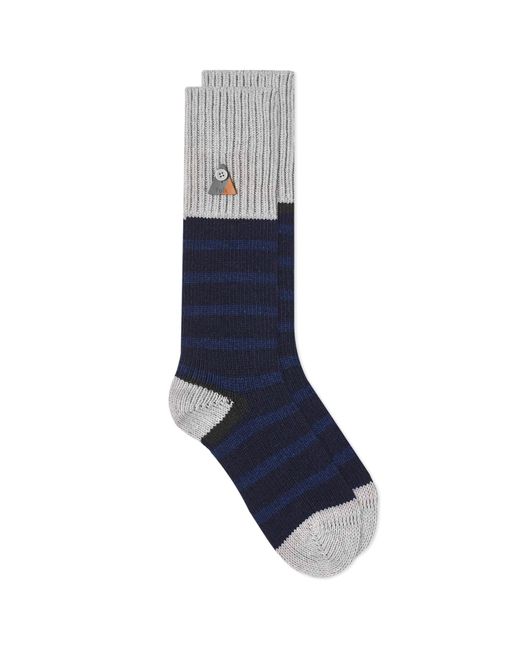 Folk Blue Striped Socks for men