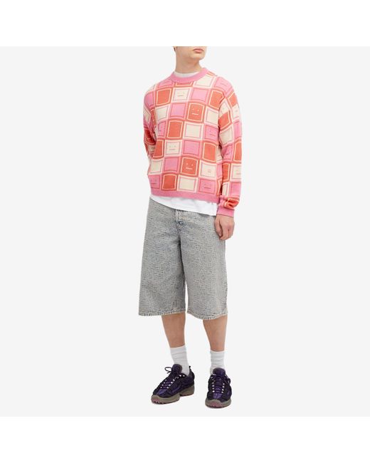 Acne Pink Klock 3 Tones Face Jumper for men