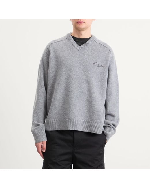Acne Gray Kaybe Richard Yak V Neck Jumper for men