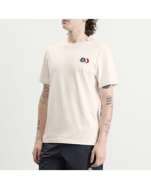 Moncler White Cotton Patch Logo T-Shirt for men