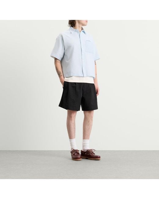 About Blank Blue Seersucker Short Sleeve Shirt for men