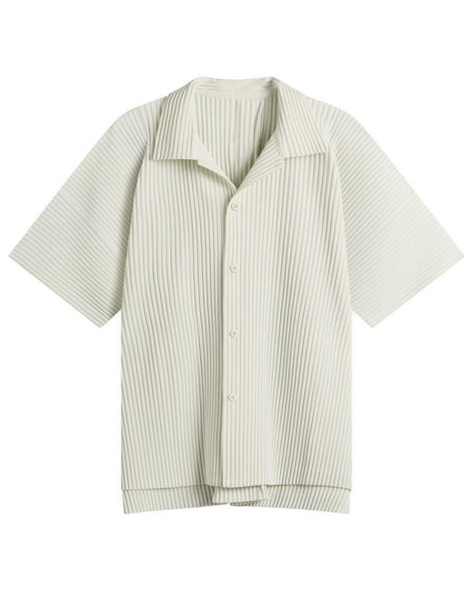Homme Plissé Issey Miyake White Pleat Short Sleeve Shirt for men