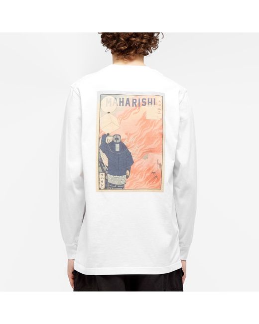 Maharishi White Long Sleeve Firefighter Print T-Shirt for men