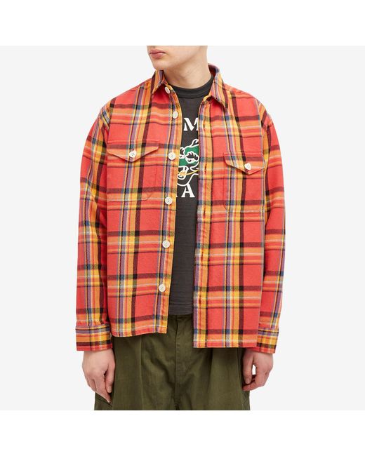 Human Made Red Checked Overshirt for men