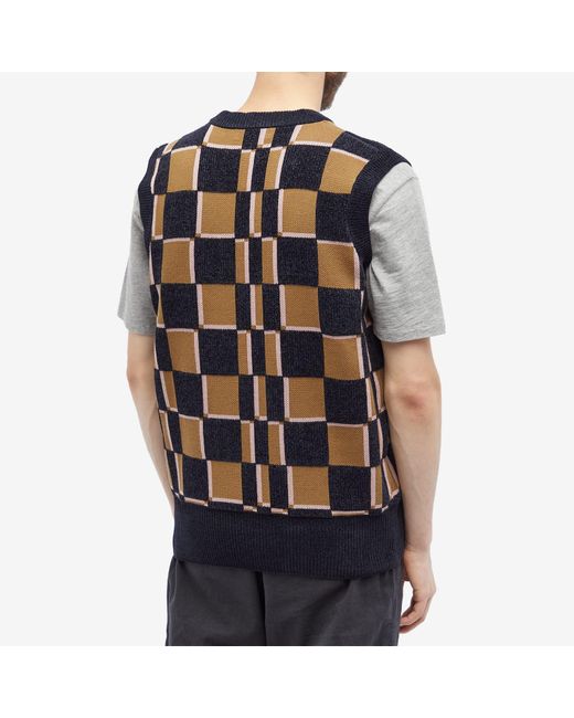 Fred Perry Glitch Chequerboard Knit Vest in Blue for Men | Lyst Canada