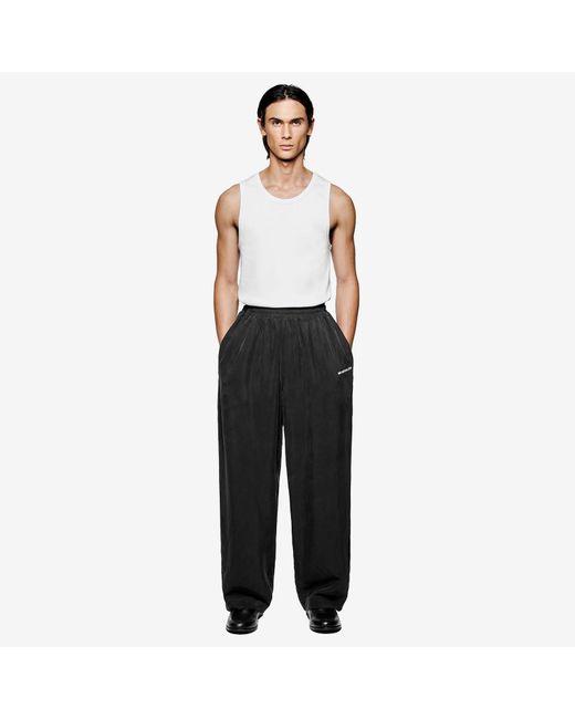 MKI Miyuki-Zoku Black Sandwash Cupro Wide Leg Trousers for men