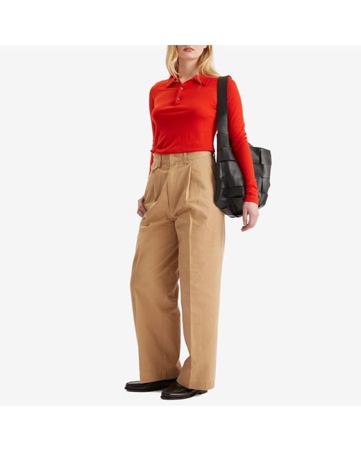 AURALEE Washed Finx Chino One-Tuck Pants in Natural | Lyst UK