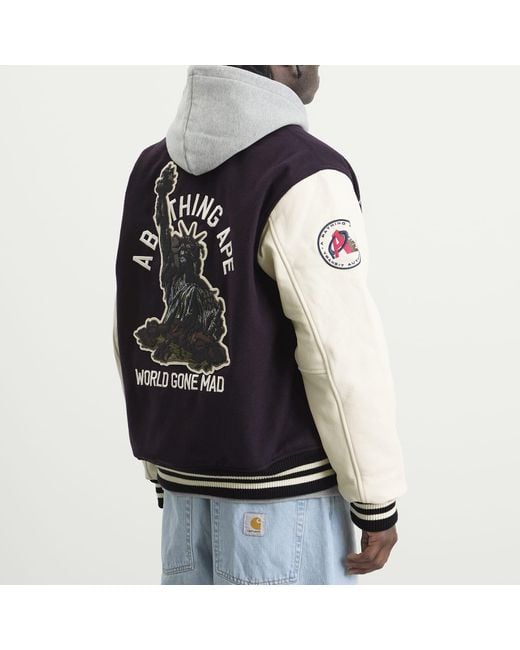 A Bathing Ape Blue Varsity Jacket for men