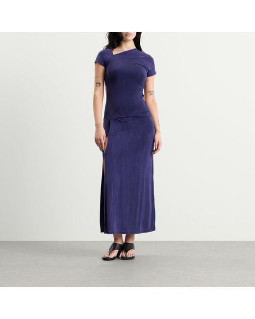 Peachy Den Blue Kylie Vent Maxi Dress
