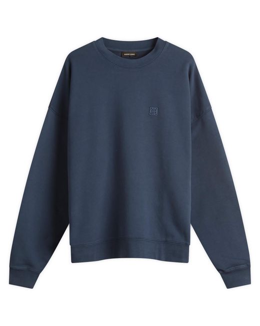 Anine Bing Blue Miles Framed Monogram Sweatshirt