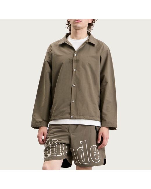 Rhude Green Logo Coaches Jacket for men