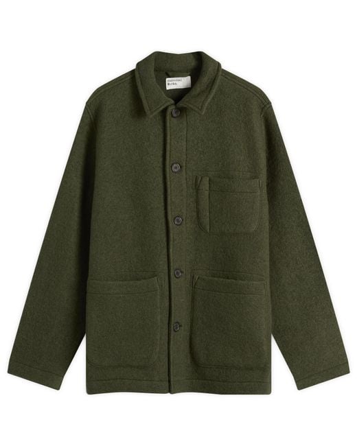 Universal Works Green Wool Fleece Field Jacket for men