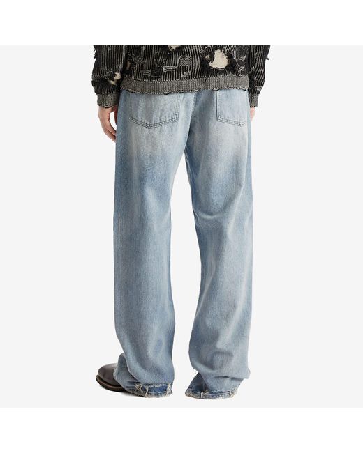 Maison Margiela Blue Wide Leg Distressed Denim Jeans for men