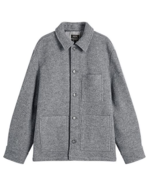A.P.C. Gray Emile Felted Wool Chore Jacket for men