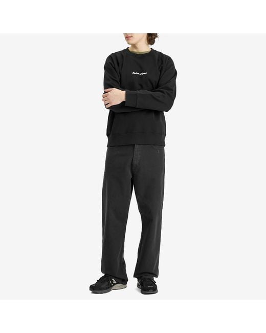 Maison Kitsuné Black Embroidery Oversize Raglan Crew Sweatshirt for men