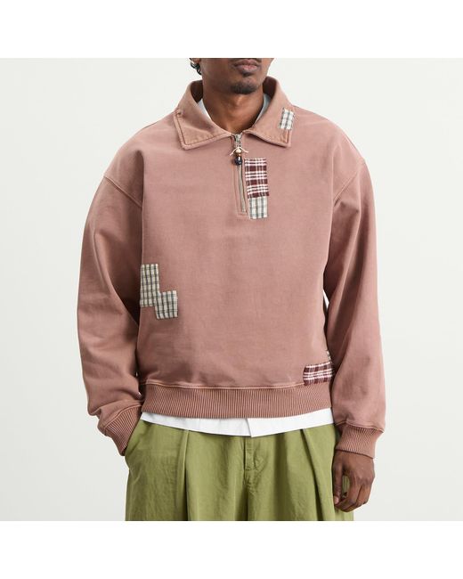 STORY mfg. Pink Story Mfg Geo Patchwork Pullover for men