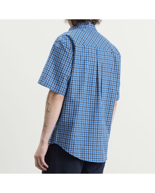 Drole de Monsieur Blue Short Sleeve Check Shirt for men