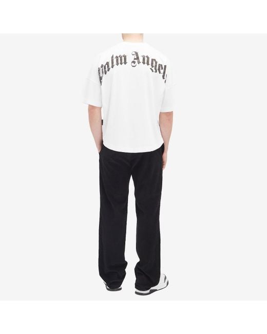 Palm Angels Black Curved Logo T-Shirt for men