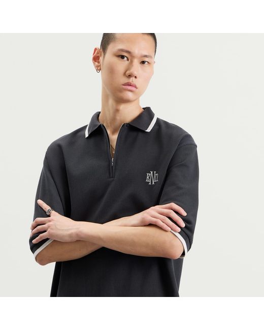 END. Black Piquet Polo