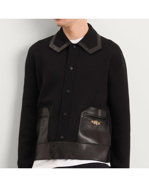 Amiri Black Leather Patch Ma Cardigan for men