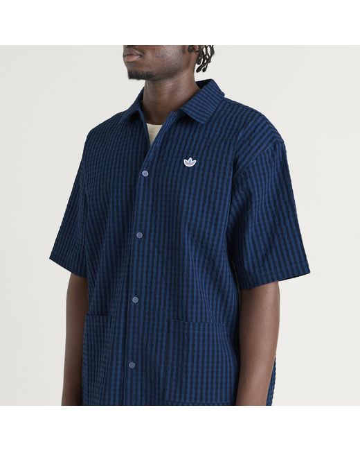 Adidas Blue Resort Button Down Shirt for men