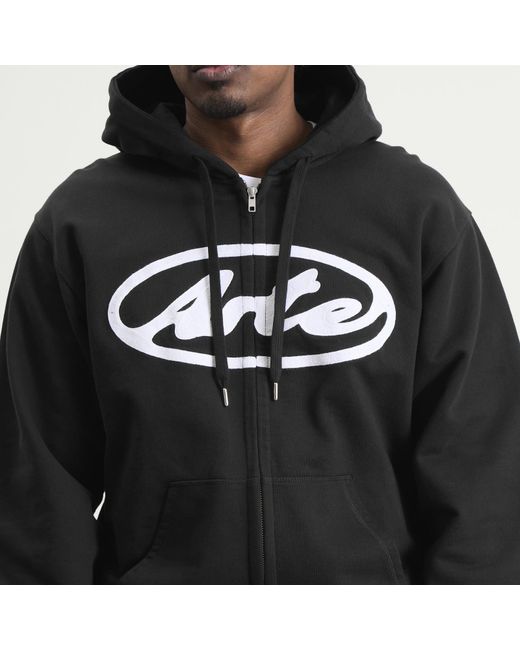 Arte' Black Circle Logo Zip Hoodie for men