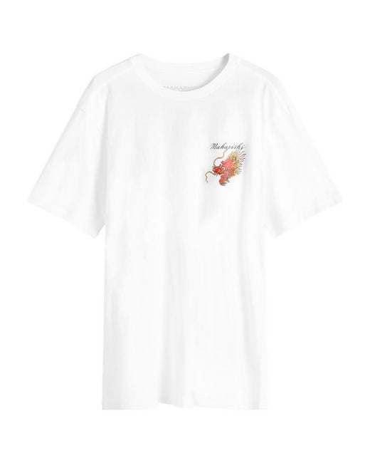 Maharishi White Dragon Map T-Shirt for men