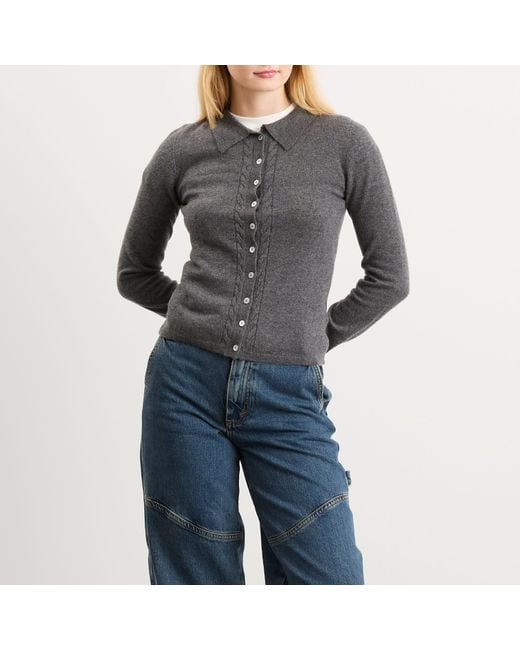 Damson Madder Gray Voula Fine Gauge Cardigan